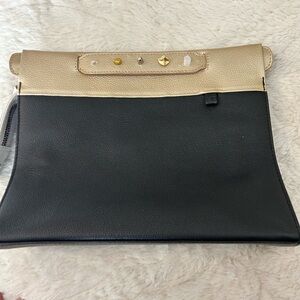 Min & Mon Gold and Black Women's Clutch Bag - Sleek Two-Tone Design
